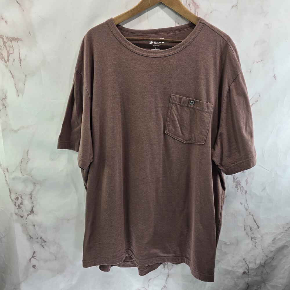 Duluth Trading T Shirt Mens 2XL Mauve Short Sleeve Cotton Longtail Standard Crew